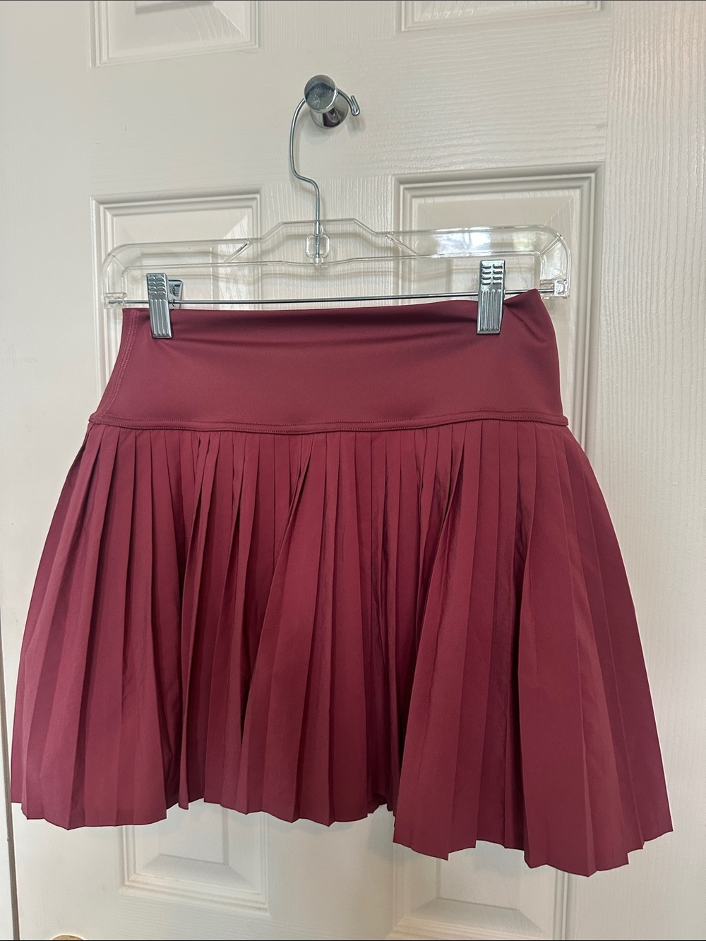 Pleated Wine Red Women's Skirt